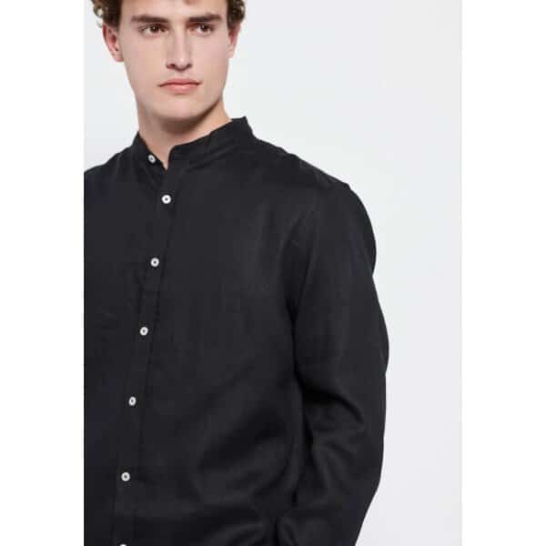 Ανδρικό Πουκάμισο Λινό FUNKY BUDDHA MAO FBM-007-003-05 Μαύρο - Image 3
