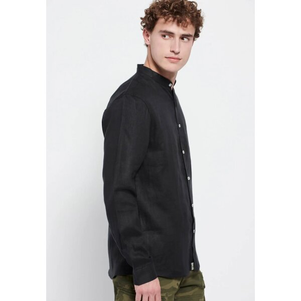 Ανδρικό Πουκάμισο Λινό FUNKY BUDDHA MAO FBM-007-003-05 Μαύρο - Image 5