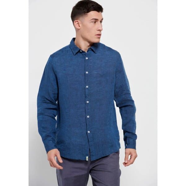 Ανδρικό Πουκάμισο Λινό FUNKY BUDDHA FBM007-004-05 Μπλέ - Image 2