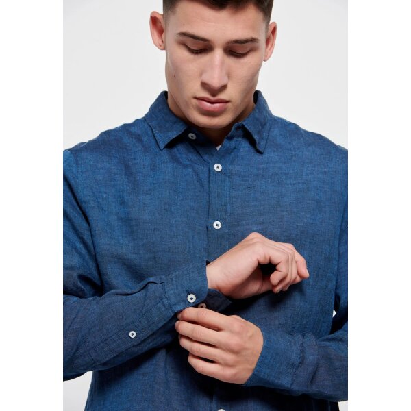 Ανδρικό Πουκάμισο Λινό FUNKY BUDDHA FBM007-004-05 Μπλέ - Image 4