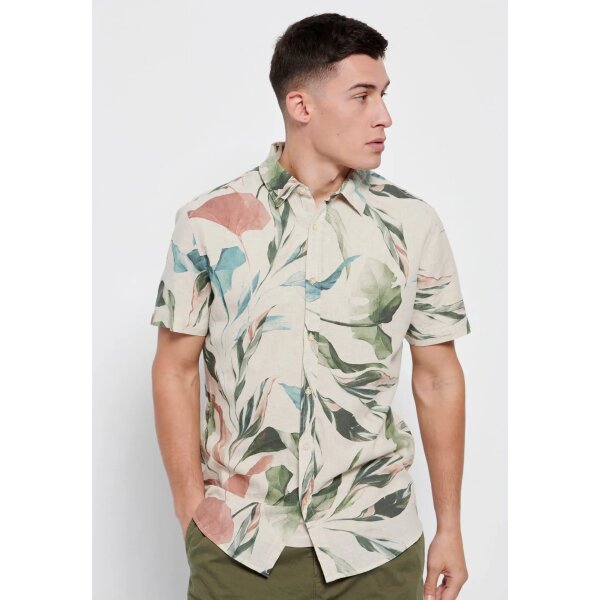 Ανδρικό Πουκάμισο Λινό FUNKY BUDDHA FBM007-031-05 Μπέζ - Image 1