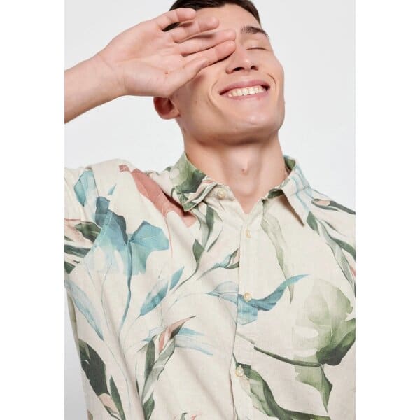 Ανδρικό Πουκάμισο Λινό FUNKY BUDDHA FBM007-031-05 Μπέζ - Image 3