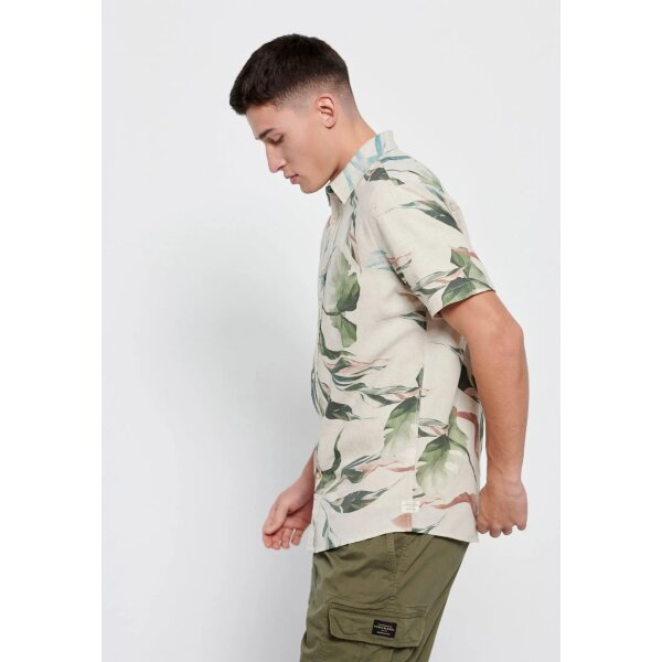 Ανδρικό Πουκάμισο Λινό FUNKY BUDDHA FBM007-031-05 Μπέζ - Image 5