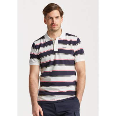 Ανδρική Μπλούζα GANT POLO MULTI STRIPE SS 2063015 Λευκό