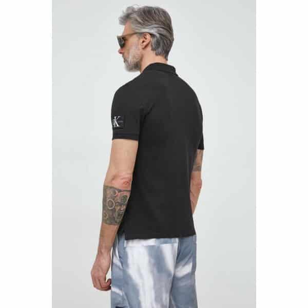 SS23-POM06I-99X_F3 Ανδρική Μπλούζα POLO CALVIN KLEIN J30J322850 MONOLOGO BADGE Μαύρο - Image 2