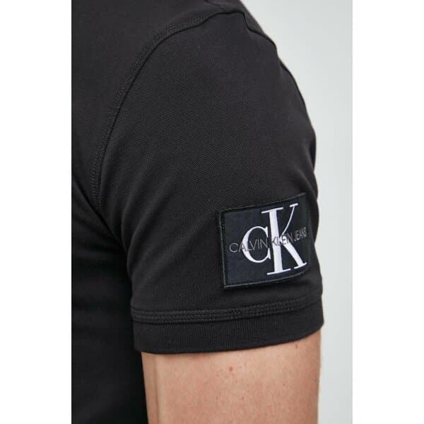 SS23-POM06I-99X_F6 Ανδρική Μπλούζα POLO CALVIN KLEIN J30J322850 MONOLOGO BADGE Μαύρο - Image 5