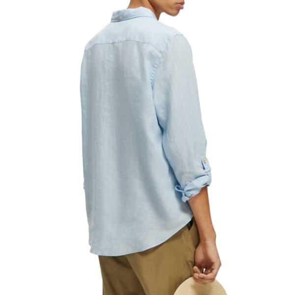 Ανδρικό Πουκάμισο SCOTCH & SODA  LINEN WITH SLEEVE 171612 Γαλάζιο - Image 3