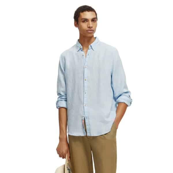 Ανδρικό Πουκάμισο SCOTCH & SODA  LINEN WITH SLEEVE 171612 Γαλάζιο - Image 7