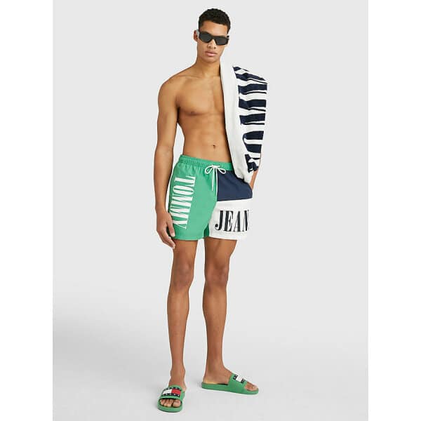 UM0UM02753_LY3_alternate3 Ανδρικό Μαγιό Βερμούδα TOMMY JEANS DRAWSTRING COLORBLOCK UM0UM02753 Πράσινο Μπλέ - Image 4