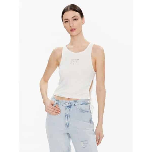 calvin-klein-jeans-top-j20j221062-ecru-regular-fit Γυναικεία Μπλούζα  Calvin Klein Λεύκο J20J221062-YBH - Image 1