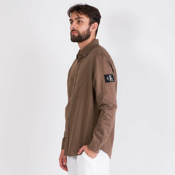 Ανδρικό Πουκάμισο Λινό M/M CALVIN KLEIN LINEN J30J322953 Καφέ - Image 2