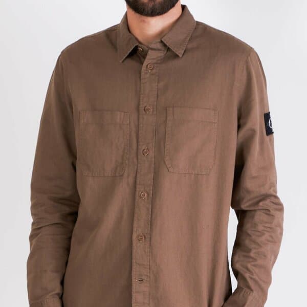 Ανδρικό Πουκάμισο Λινό M/M CALVIN KLEIN LINEN J30J322953 Καφέ - Image 3