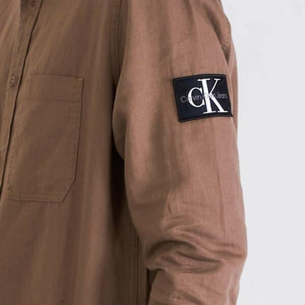Ανδρικό Πουκάμισο Λινό M/M CALVIN KLEIN LINEN J30J322953 Καφέ - Image 4