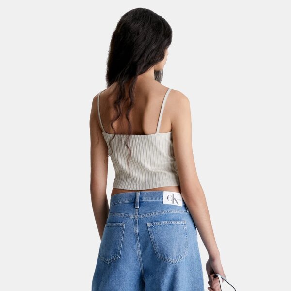 calvin-klein-rib-cropped-strappy-top (1) Γυναικείο Αμάνικο T-Shirt Μπέζ Calvin Klein Rib Cropped J20J221009 ACI - Image 2