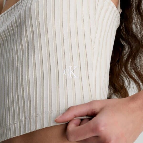 calvin-klein-rib-cropped-strappy-top (2) Γυναικείο Αμάνικο T-Shirt Μπέζ Calvin Klein Rib Cropped J20J221009 ACI - Image 3