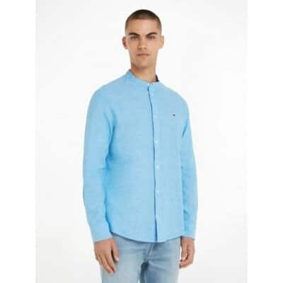 Ανδρικό Πουκάμισο MAO TOMMY JEANS LINEN BLEND DM0DM15927 Γαλάζιο