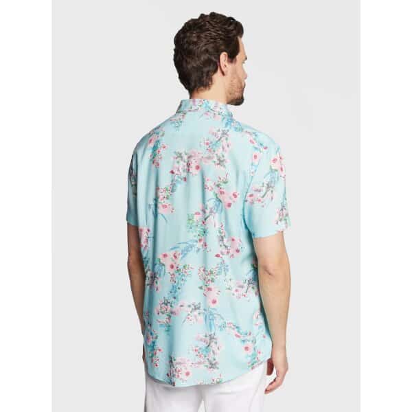 guess-poukamiso-m3gh34-wd4z2-mple-slim-fit (2) Ανδρικό Πουκάμισο Κοντομάνικο GUESS M3GH34WD4Z2 Γαλάζιο - Image 3