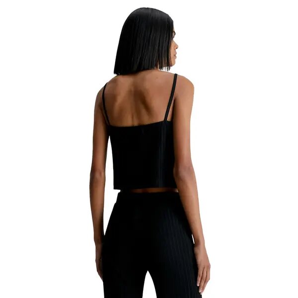 j20j221009_beh_alternate2_photoroompng_photoroom Γυναικείο Αμάνικο T-Shirt Μαύρο Calvin Klein Rib Cropped J20J221009 BEH - Image 2