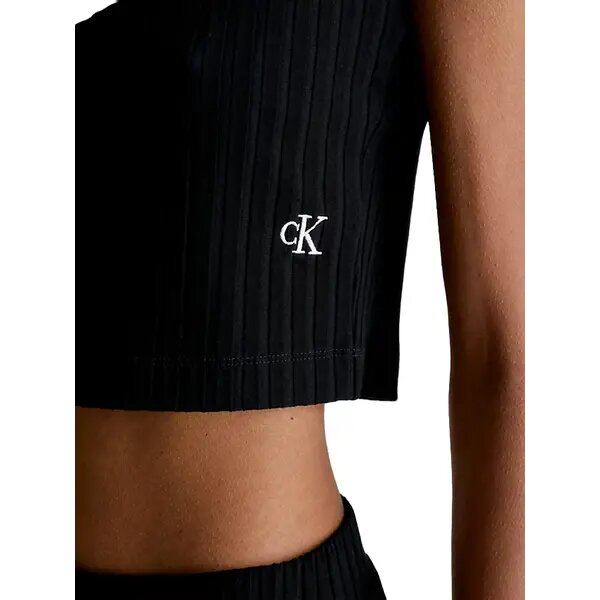 j20j221009_beh_alternate3_photoroompng_photoroom Γυναικείο Αμάνικο T-Shirt Μαύρο Calvin Klein Rib Cropped J20J221009 BEH - Image 3