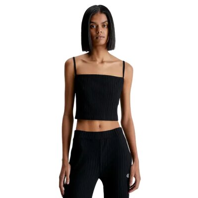 Γυναικείο Αμάνικο T-Shirt Μαύρο Calvin Klein Rib Cropped J20J221009 BEH