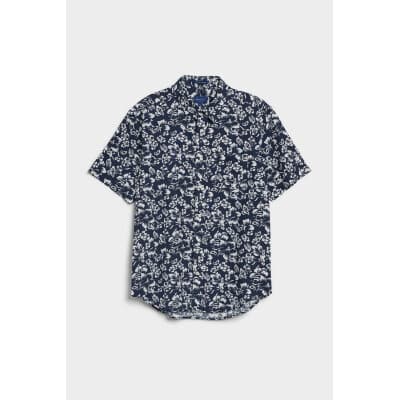 Ανδρικό Πουκάμισο Κοντομάνικο GANT 3230071 REG FLORAL LINEN Μπλέ
