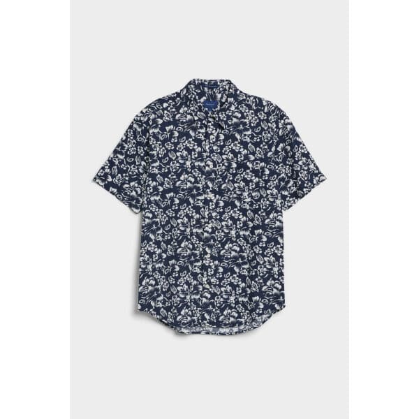 Ανδρικό Πουκάμισο Κοντομάνικο GANT 3230071 REG FLORAL LINEN Μπλέ - Image 1