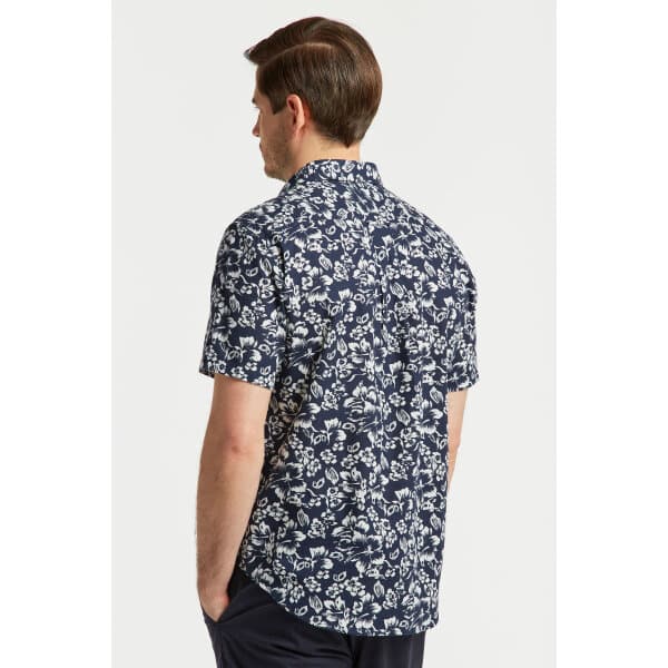 Ανδρικό Πουκάμισο Κοντομάνικο GANT 3230071 REG FLORAL LINEN Μπλέ - Image 4