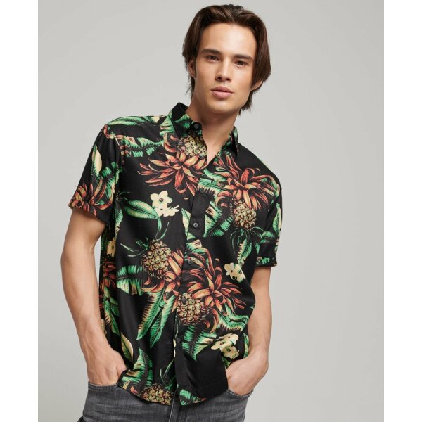 upload9223368955666196802 Ανδρικό Πουκάμισο SUPERDRY VINTAGE HAWAIIAN M4010620A Mαύρο Πράσινο - Image 1