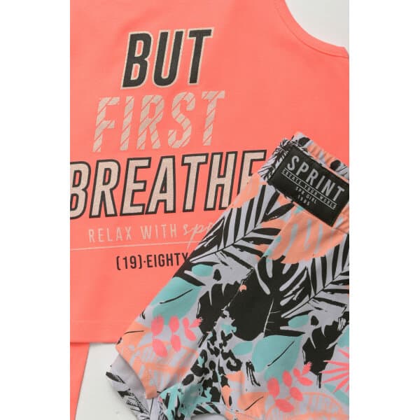 231-4008 PEACH FLUO b ΠΑΙΔΙΚΟ ΣΕΤ ΜΕ SHORTS FLORAL 6-16 ΕΤΩΝ  SPRINT 231-4008 - Image 2