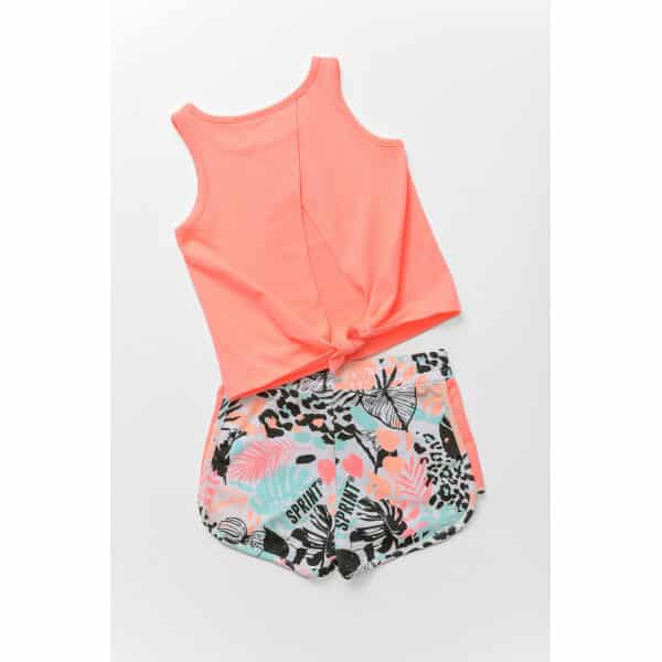 231-4008 PEACH FLUO d ΠΑΙΔΙΚΟ ΣΕΤ ΜΕ SHORTS FLORAL 6-16 ΕΤΩΝ  SPRINT 231-4008 - Image 4