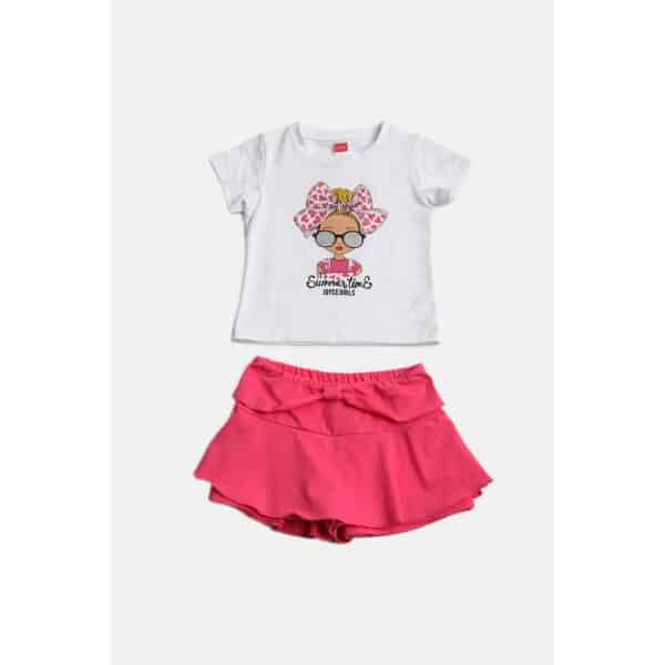 ΠΑΙΔΙΚΟ ΣΕΤ SHORTS-ΦΟΥΣΤΑ ΚΟΡΙΤΣΙ 1-5 ΕΤΩΝ ΛΕΥΚΟ JOYCE  2311151 - Image 1