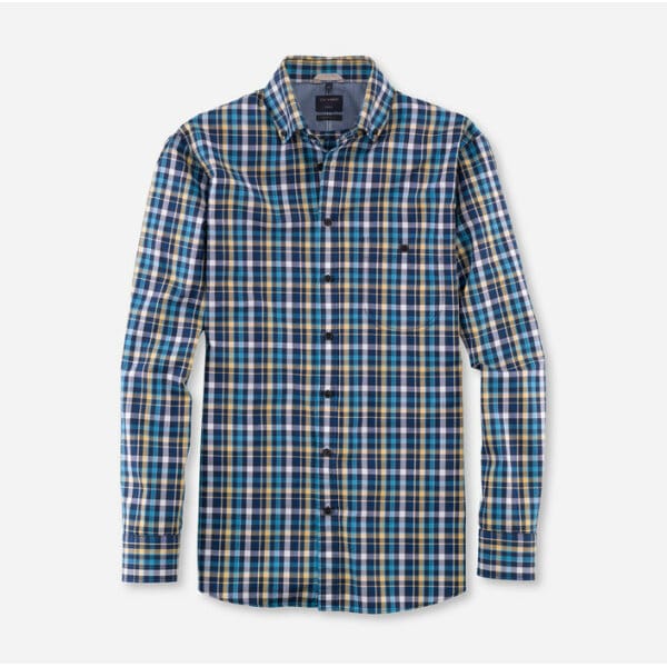 40003418-706x700 Ανδρικό Πουκάμισο OLYMP CASUAL MODERN FIT 40003418 Mπλέ Καρό - Image 1