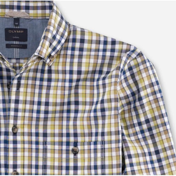 Ανδρικό Πουκάμισο OLYMP CASUAL MODERN FIT 40003447 Μπέζ Μπλέ Καρό - Image 2