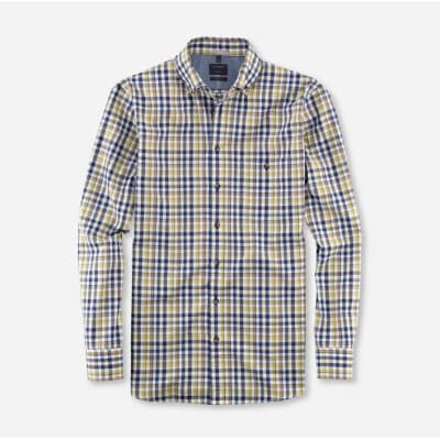 Ανδρικό Πουκάμισο OLYMP CASUAL MODERN FIT 40003447 Μπέζ Μπλέ Καρό