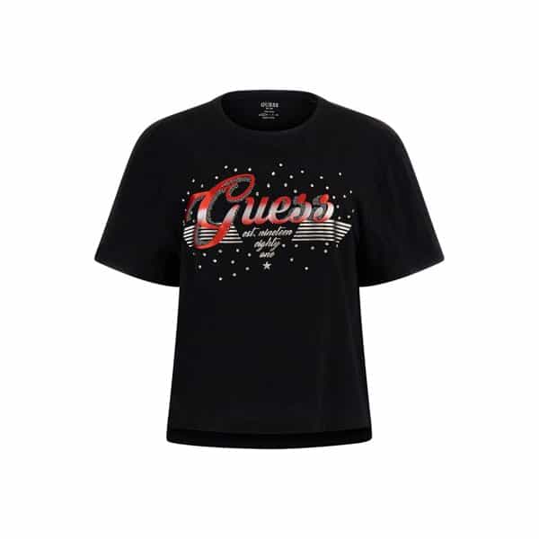 Γυναικεία Μπλούζα T-shirt με λογότυπο με στρας  GUESS Μαύρο W3GI33KB3P0-JBLK - Image 1