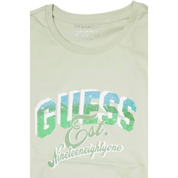 51udqwnNTNL._AC_UL1287_ Γυναικεία Μπλούζα T-shirt με λογότυπο με στρας GUESS Μέντα W3GI34I3Z14-G8E7 - Image 2