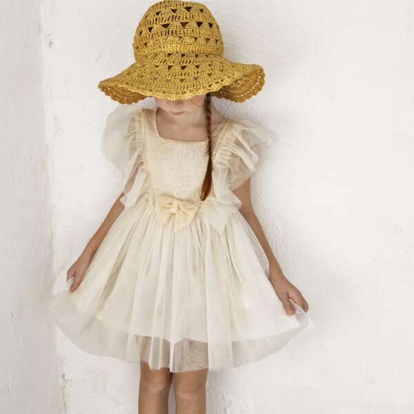 6639 Παιδικό Φόρεμα Εκρού Τούλι M&B FASHION 1725 - Image 1