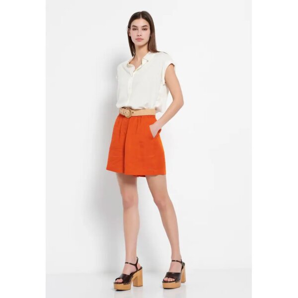 FBL007-100-05_OFF_WHITE_2 Γυναικείο Κοντομάνικο Πουκάμισο Εκρού FUNKY BUDDHA  FBL007-100-05 - Image 2