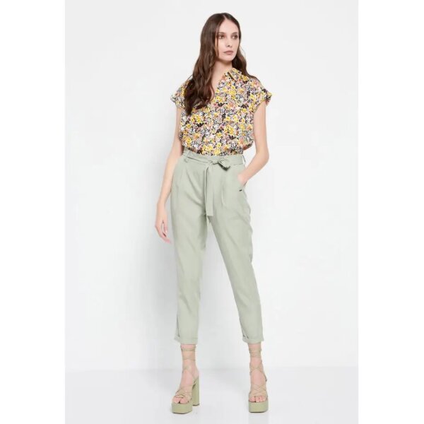 Γυναικείο Peg leg παντελόνι με ελαστική μέση και ζώνη Μέντα FBL007-105-02 - Image 1