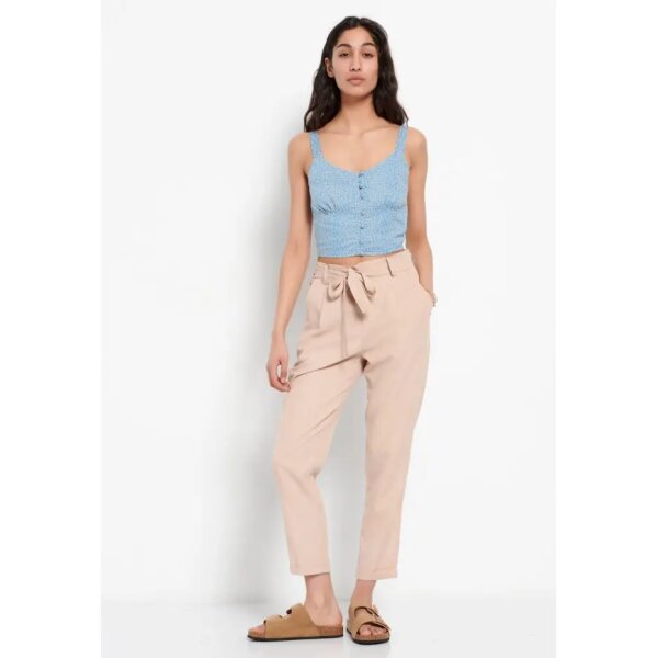 FBL007-105-02_OAT_MILK_2 Γυναικείο Peg leg παντελόνι με ελαστική μέση και ζώνη Μπέζ FBL007-105-02 - Image 1
