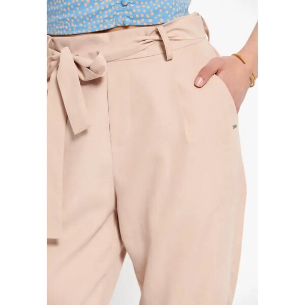 FBL007-105-02_OAT_MILK_3 Γυναικείο Peg leg παντελόνι με ελαστική μέση και ζώνη Μπέζ FBL007-105-02 - Image 3