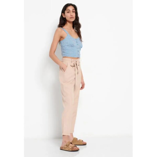 FBL007-105-02_OAT_MILK_5 Γυναικείο Peg leg παντελόνι με ελαστική μέση και ζώνη Μπέζ FBL007-105-02 - Image 5