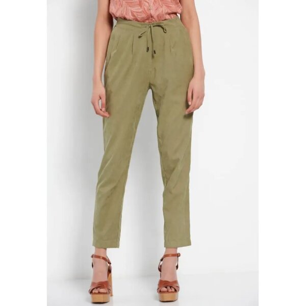 FBL007-106-02_OLIVE_OIL_1 Γυναικείο Casual παντελόνι με ελαστική μέση Χακί FBL007-106-02 - Image 2