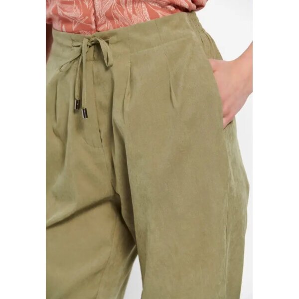 FBL007-106-02_OLIVE_OIL_3 Γυναικείο Casual παντελόνι με ελαστική μέση Χακί FBL007-106-02 - Image 3