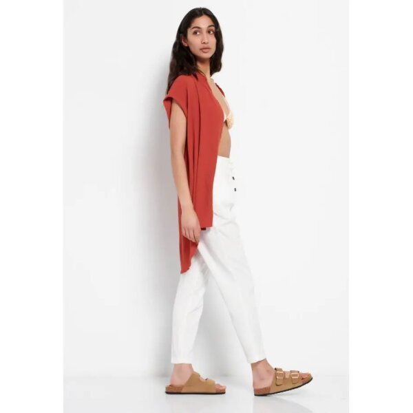 FBL007-106-02_OPTIC_WHITE_5 Γυναικείο Casual παντελόνι με ελαστική μέση Εκρού FBL007-106-02 - Image 5