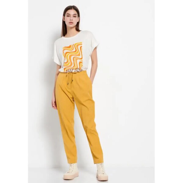 FBL007-106-02_SUN_2 Γυναικείο Casual παντελόνι με ελαστική μέση Κίτρινο FBL007-106-02 - Image 1