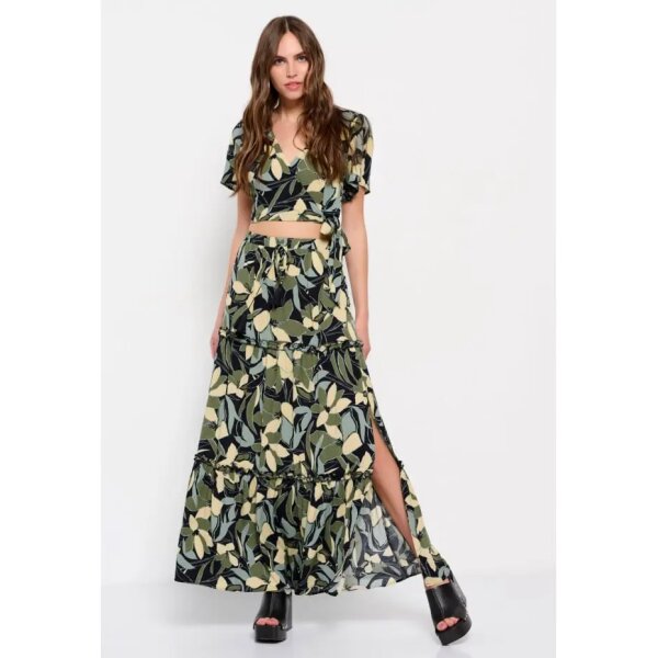 FBL007-110-14_BLACK_2 - Αντιγραφή Γυναικεία Εμπριμέ φούστα με σκίσιμο στο πλάι FUNKY BUDDHA  FBL007-110-14 - Image 1