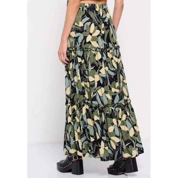 FBL007-110-14_BLACK_4 - Αντιγραφή Γυναικεία Εμπριμέ φούστα με σκίσιμο στο πλάι FUNKY BUDDHA  FBL007-110-14 - Image 4