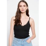 Γυναικείο τοπ με τιράντες σε ύφανση rib Μαύρο FUNKY BUDDHA FBL007-112-04