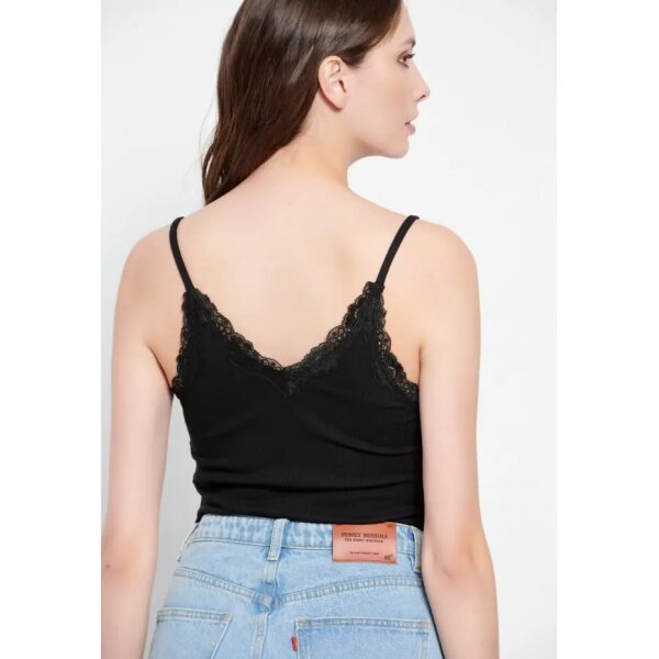 Γυναικείο τοπ με τιράντες σε ύφανση rib Μαύρο FUNKY BUDDHA FBL007-112-04 - Image 4